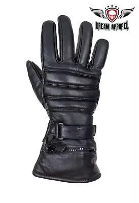 New Black Full Finger Leather Long Rain Cover Gloves For Motorcycle Biker Riding • $29.11