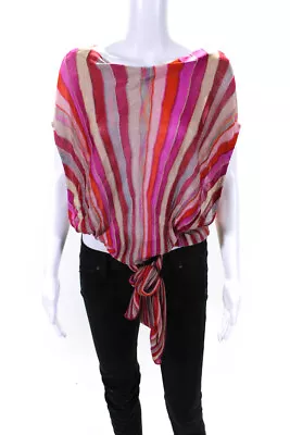 Missoni Womens Boat Neck Striped Belted Top Multicolor Size 6 • $59.99