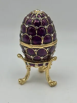 Purple Faberge Egg Replica Trinket Box Hand Painted W/gold Gift Box Russian NEW • $29.99