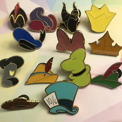 Lot Of 13 Disney Trading Pins Hats Jafar Queen Crown Mad Hatter Peter Pan Hook • $38.99