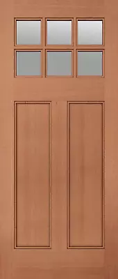 Exterior Mahogany 6 Lite Craftsman Flat Panel Solid Stain Grade Wood Entry Doors • $959