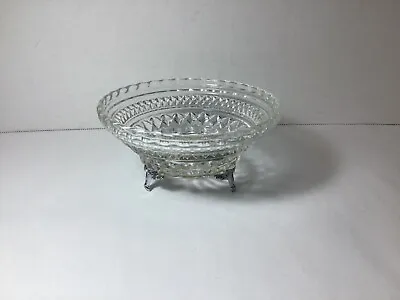 Vintage Anchor Hocking Wexford Candy Dish/Bowl 3 Footed Silver Chrome  Base 5” • $16.50