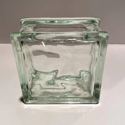 £14.83 • Buy Glass Block Vase-Wave Pattern 5.75  X 5.75  X 3 