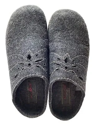 Haflinger Pure Wool Grey Slip On Clogs EU 40 US 9 Perforated Design *AS IS READ • $26.88