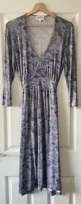 £23.51 • Buy Brora Purple Leaf Print Jersey Midi Dress Uk 14