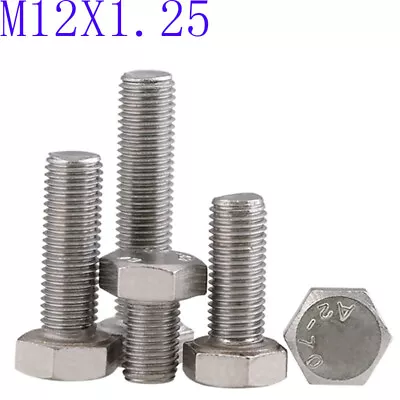 M12 - 1.25 Fine Thread 304 Stainless Steel Hex Cap Bolt / Screw DIN 933 Tap A2 • $7.13