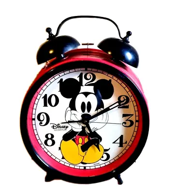 MICKEY MOUSE ALARM CLOCK DISNEY Quartz Twin Bells HUGE GIANT SIZE! VINTAGE RARE+ • £145.99