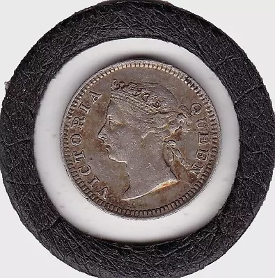 Sharp  1901    Hong  Kong   5  Cents  Sterling  Silver  Queen  Victoria  Coin • $3.03