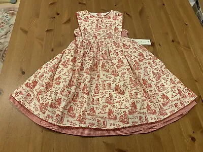 Maggie & Zoe Girls 5T Red & White Vintage Children Print Lined Dress NWT • £7.07