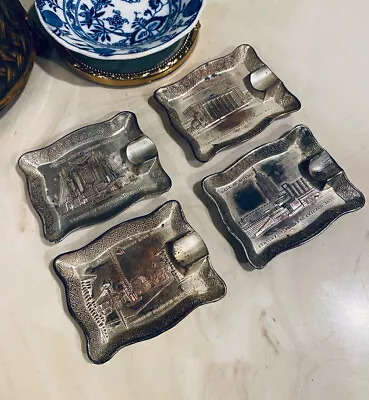 Vintage Chicago Souvenir Metal Ashtray Made In Japan Set Of 4 Collectible • $21