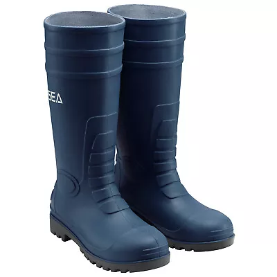 HISEA Men's Steel Toe Rain Boots Agriculture Industrial Mud Safety Working Shoes • $34.99