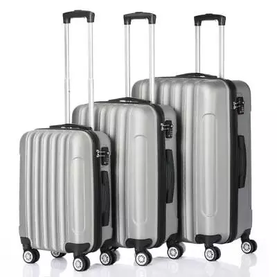 Hardside 3 Piece Nested Spinner Suitcase Luggage Set With TSA Lock Grey • $85.99