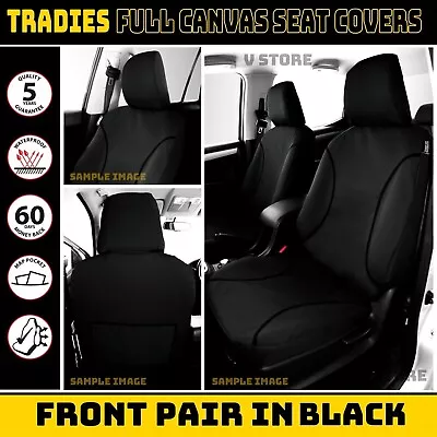 Tradies CANVAS FRONT Seat Covers For Ford RANGER NEXT GEN Wildtrak 2022-2024 BLK • $160.55