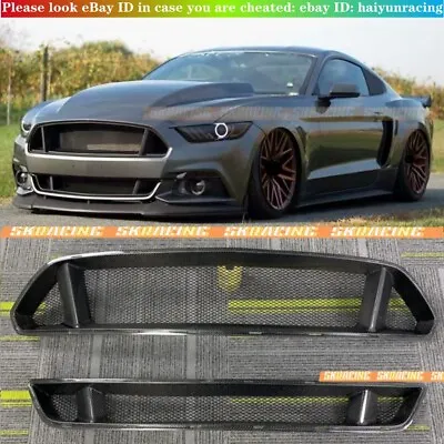 Carbon Fiber Front Upper+Lower Bumper Grill Grille For Ford Mustang 2015-2017 • $375.55