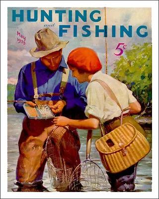 Vintage 1935 Hunting And Fishing Magazine Steel Sign Reproduction Cabin Decor • $19.99