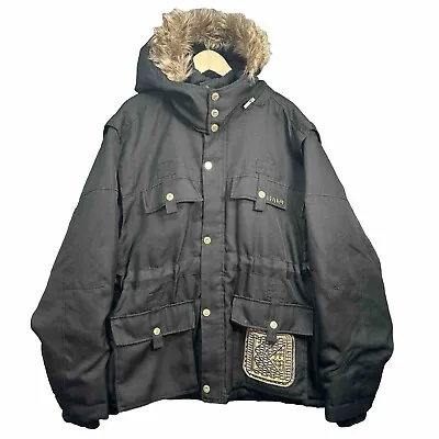 Karl Kani Parka Coat Mens Faux Fur Removable Hood XL Rap Hip Hop Two Pac Biggie • £127.49