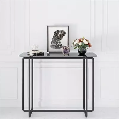 Modern Rectangular Single Layer Tempered Glass Console Table Porch Table Black • $84.59