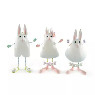 MacKenzie-Childs Patience Brewster Marshmallow Rabbit Ornament Set Of 3 NEWinBox • $70