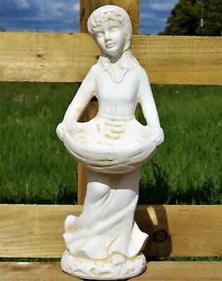 Antique White Large Lady Bird Bath Outdoor Cherub Fairy Garden Decor Patio Gift • £15.95