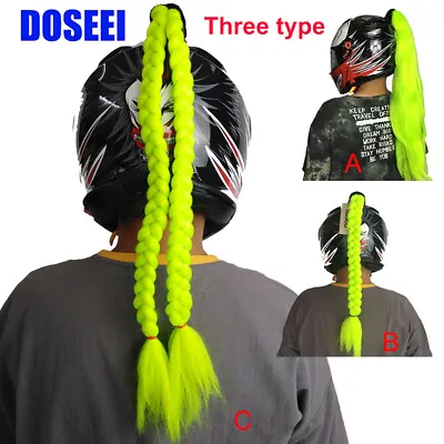 Pure Hand-made Helmet Braids / Ponytail Motorcycle Helmet Wig Hair 1pcs Yellow • $20.88