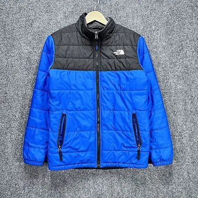 The North Face Jacket Mens Small Blue Full Zip Puffer Down Coat Fleece Lined • $29.71