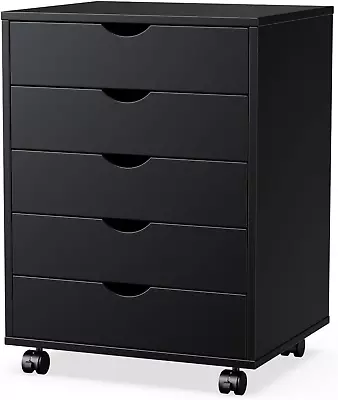 5 Drawer Chest Wood File Cabinet Rolling Storage Dresser With Wheels For Home Of • $56