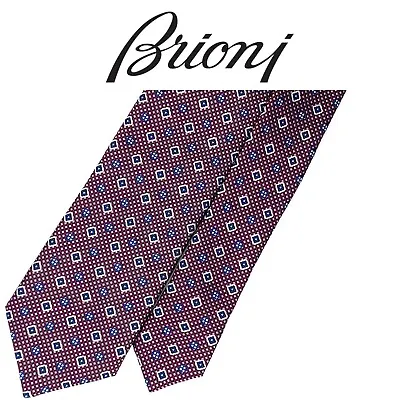 Brioni Magenta Tie - Blue White Pink Micro Diamonds Squares Pattern Silk Italy • $135