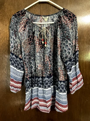 Tantrums Ladies Peasant Blouse/Top 3/4 Sleeve Size XL • £11.06