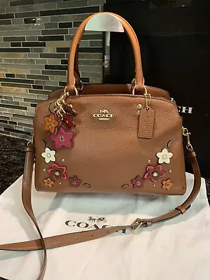 COACH Lillie Carryall With Daisy Applique Tea Rose Purse Handbag 2848 & Charm • $299.99