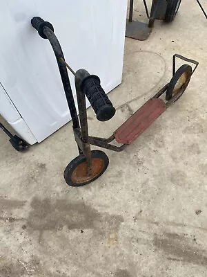 Vintage Push Scooter Metal With Large Wheels Grip Handlebars Kickstand • $450