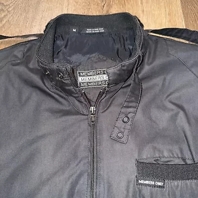 Members Only Jacket Mens Bomber Racing Coat Cafe Black Vintage 70s 80s Medium • $31.99