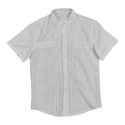 White Cotton Blouse Size Small 10 12 Classic Button Up Shirt Band BNWOT • £12.99