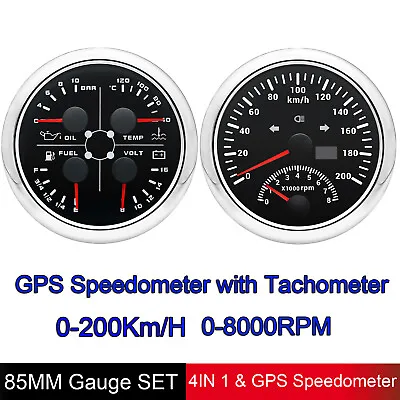85mm Car Boat GPS Speedometer 0-200Km/H With Tachometer 0-8000RPM 4 In 1 Gauge • $90.01