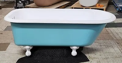 Clawfoot Bathtub Turquoise Cast Iron Vintage Bathroom Victorian • $1525