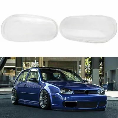 Pair Headlight Lens Lampshade Shell Cover Glass For VW MK4 Golf/GTI/R32 1999-05 • $77.12