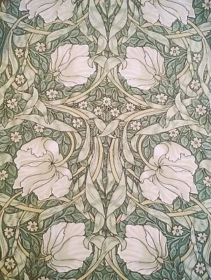 William Morris Pimpernel Soft Cotton Lawn Fabric Green For Dressmaking • £1.50