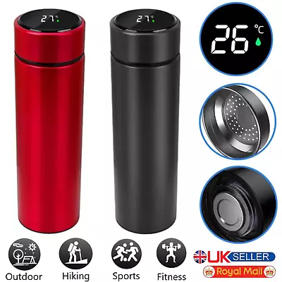 Smart Vaccum Insulated Flask LED Temperature Screen Stainless Steel Water Bottle • £12.89