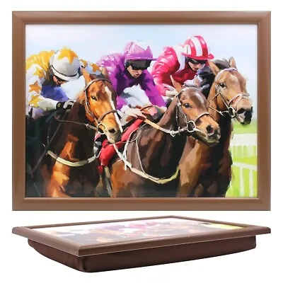 Horse Racing Laptray Cushioned Bean Bag Base - TV Dinner Tray Horse Racing Gift • £16.99