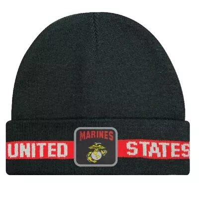 Red Black Marines USMC Military Logo Star Beanie Stocking Watch Cap Hat Licensed • $14.39