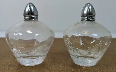 Vtg Crackle Glass Salt & Pepper Set I.W. Rice & Co. Inc Made In Japan Nice! • $9