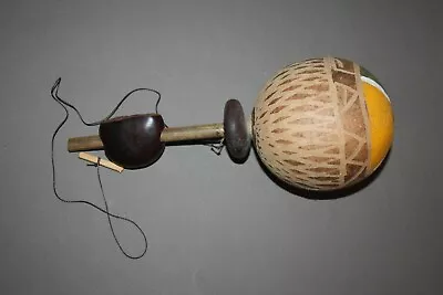 Vtg Hand Carved Green Red Yellow Coconut Folk Art Maraca Music Shaker Rattles • $15.98