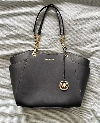 Michael Kors Jet Set Saffiano Shoulder Tote Bag Large - Black • $90