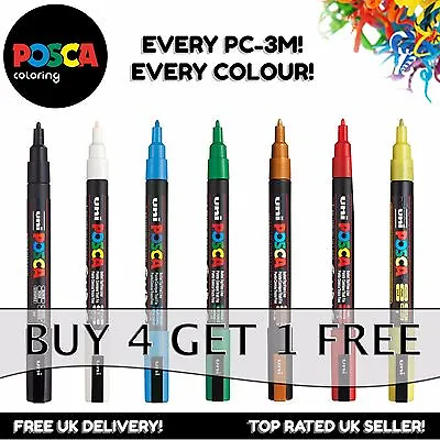 Uni Ball Posca PC-3M Paint Art Marker Pens - All 40 Colours - Buy 4 Pay For 3 • £3.75