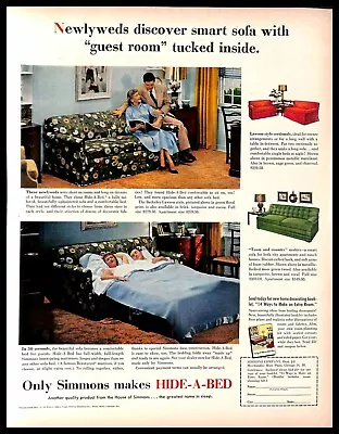 1953 Simmons Hide-A-Bed Vintage PRINT AD Newlyweds Smart Sofa Guest Room • $8.99