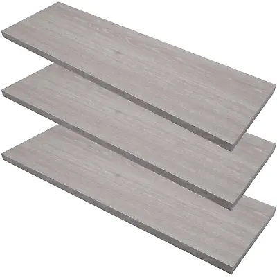 3 Grey Oak Floating Shelf Boards Invisible Shelves 60 X 18 X 1.8cm • £16.95
