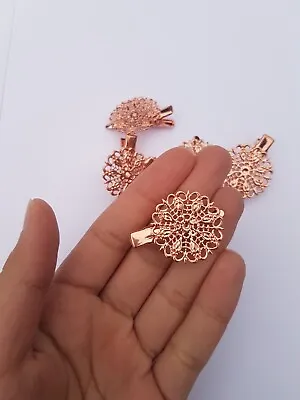 6pcs Rose Gold Hair Clip Blanks For Resin Craft Jewelry Making Art DIY  • £5