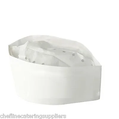 100x Forage Hats Chef Headwear Disposable Catering White Chef Hat • £8.99