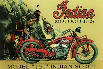 360935 Model 101 Indian Scout Motorbike Vintage Art Decor Print Poster AU • $20.85