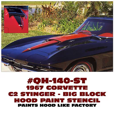 Qh-140-st 1967 Corvette C2 Stinger - Big Block - Hood Paint Stencil Kit • $95