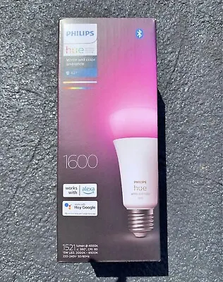 PHILIPS HUE White & Colour Ambiance Bluetooth LED Bulb E27 1600 Lumen. • $70